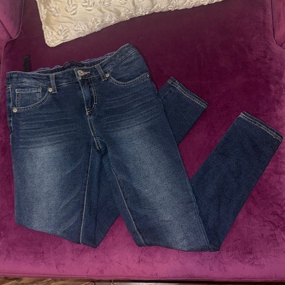 Levi's Classic Indigo Jeans Dark Blue Denim Super Skinny Knit Jean sz 14 Regular - Picture 8 of 14